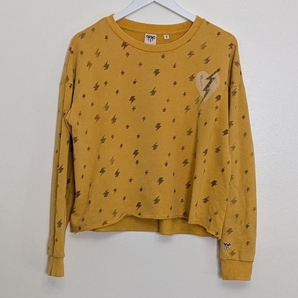 Junk Food Sweatshirt Lightning Bolt Yellow Crewneck Medium - Picture 3 of 9
